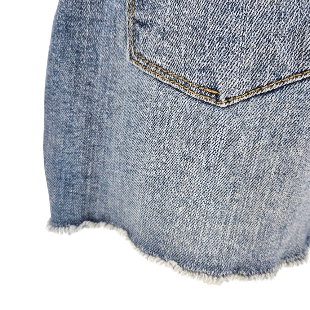 Mossimo Denim Shortalls Medium Wash Bib Overalls Coveralls Raw Hem Shorts Small - Picture 4 of 6